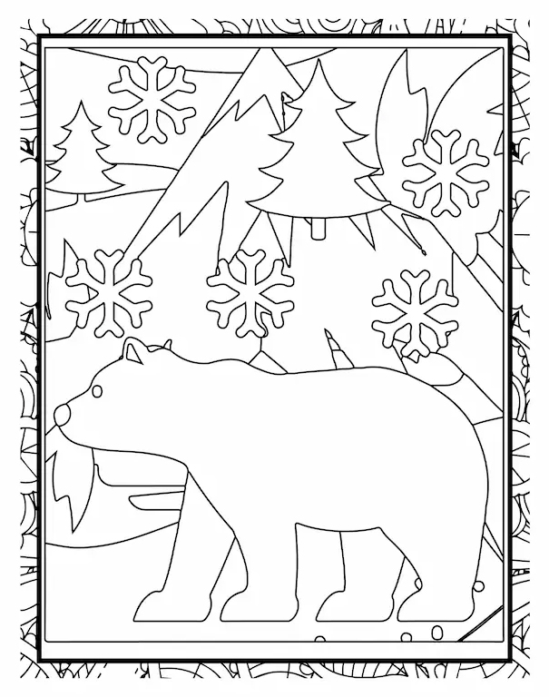 dibujo oso polar invierno para colorear