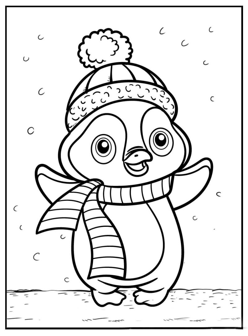 dibujo pingüino saludando para colorear