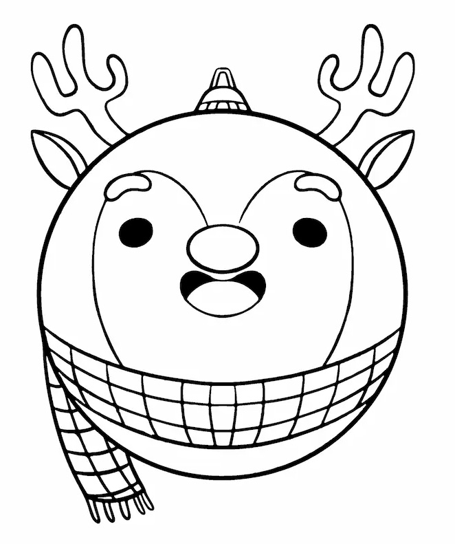 dibujos bolas de navidad cara reno para colorear