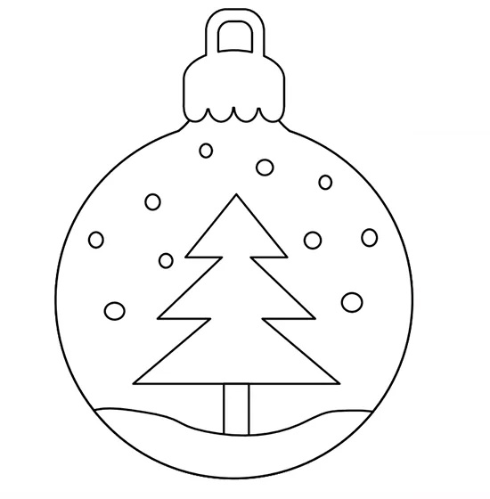 dibujos bolas de navidad con arbol para colorear