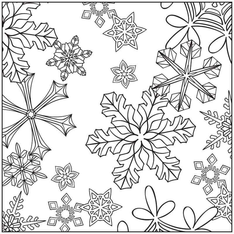 dibujo copos de nieve invierno para colorear