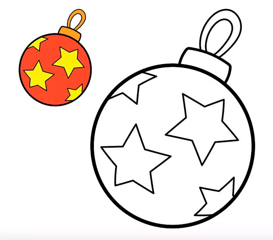 dibujos esferas de navidad estrellas para colorear