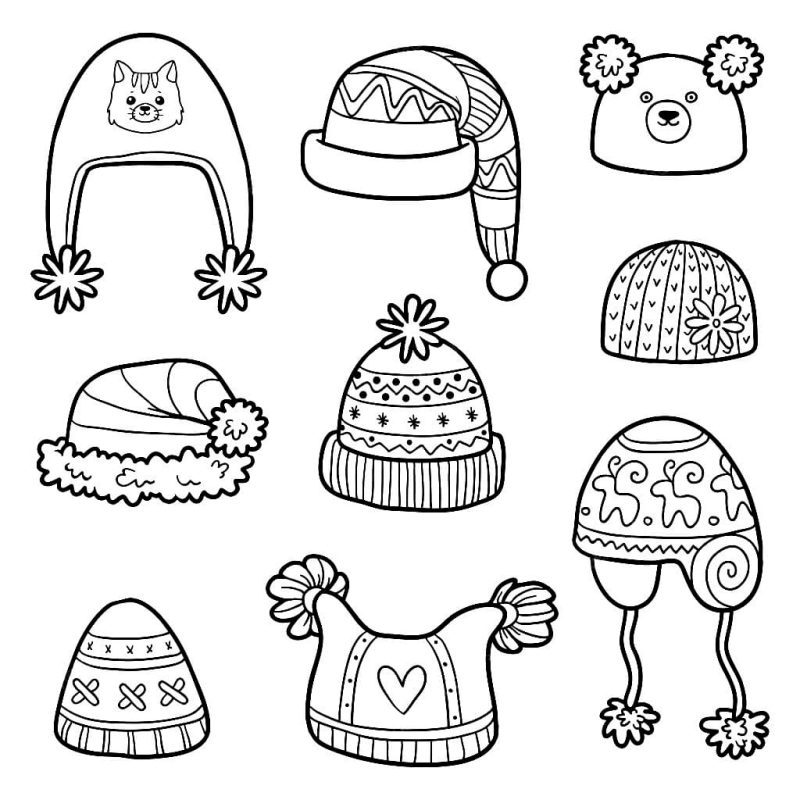 dibujos gorros invierno para colorear