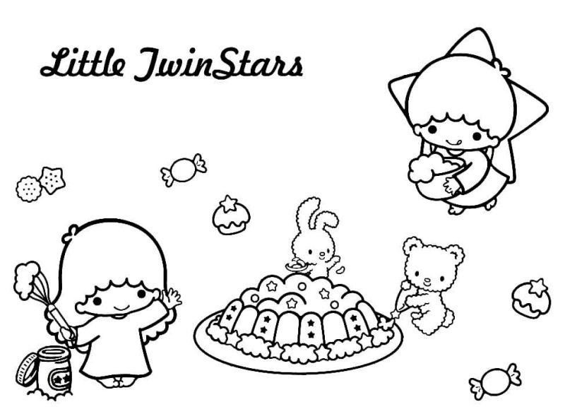 dibujos little twin stars para colorear