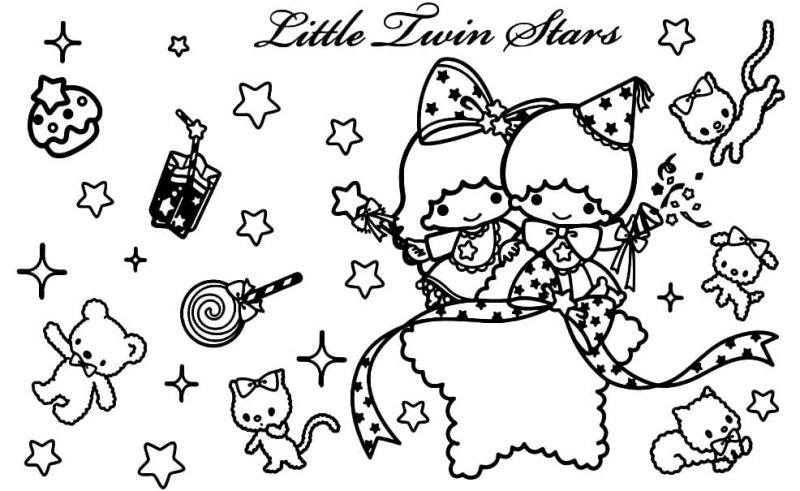 dibujos little twin stars para colorear