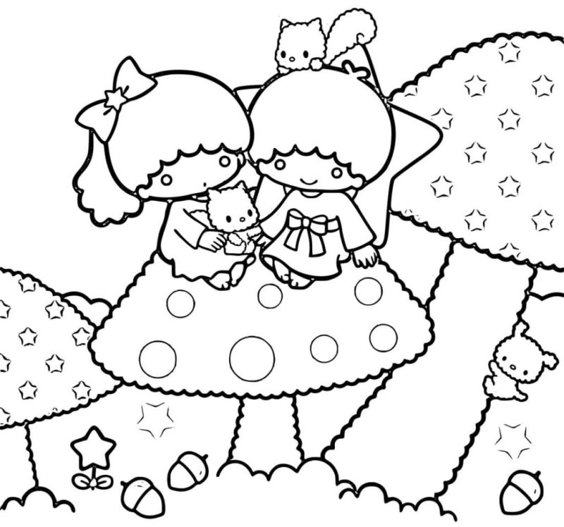 dibujos little twin stars para colorear