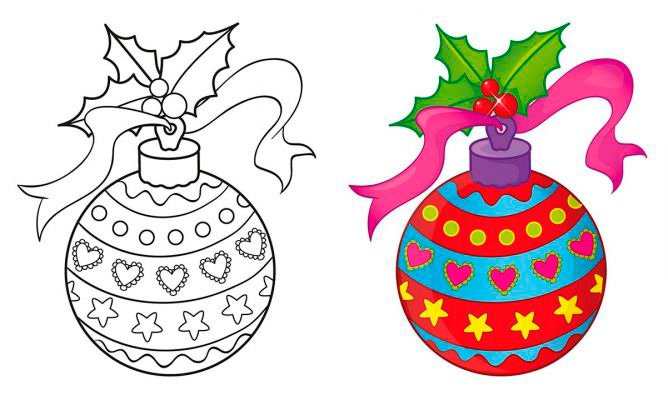 dibujos pareja bolas navidad para colorear