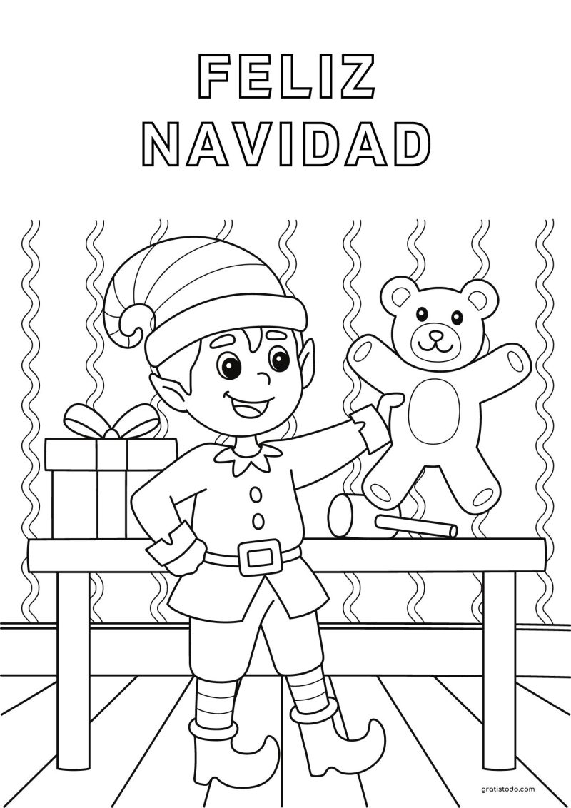 elfo feliz navidad dibujos para colorear