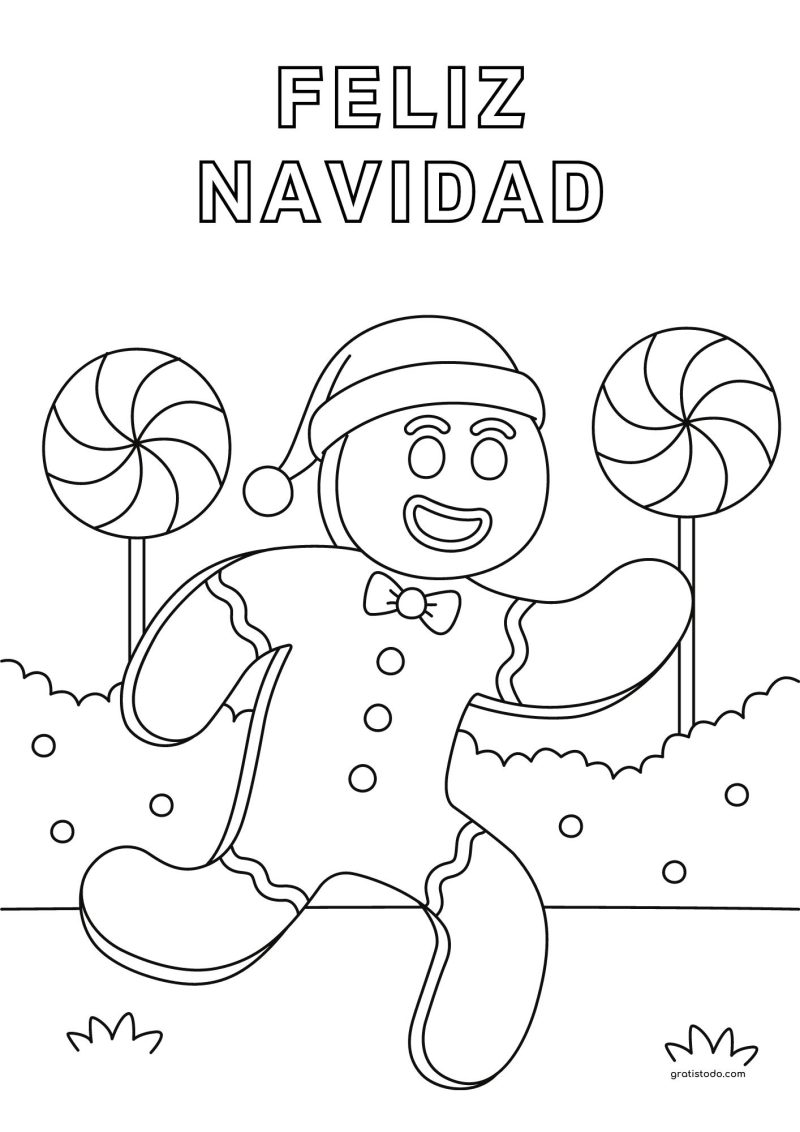 galleta jengibre feliz navidad dibujos para colorear