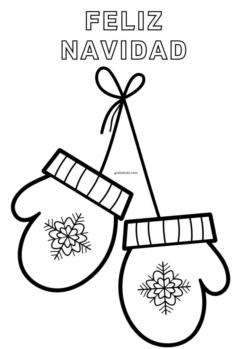 guantes feliz navidad dibujos para colorear