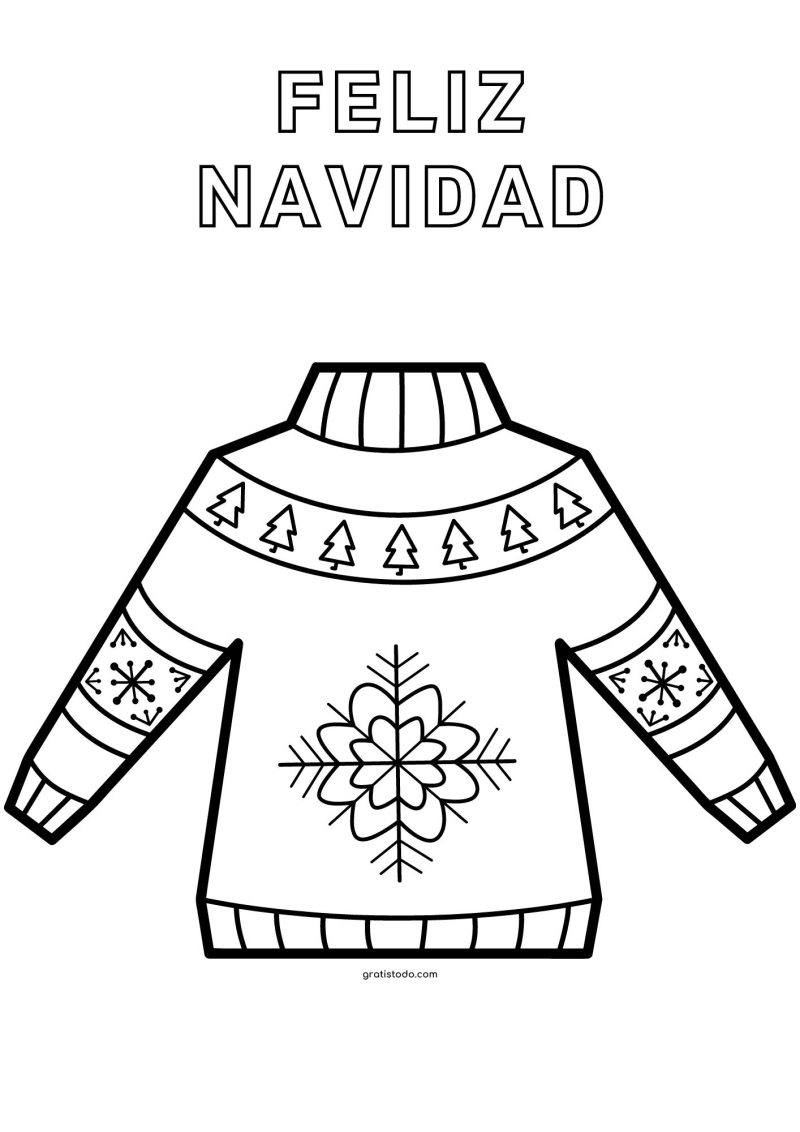jersey feliz navidad dibujos para colorear