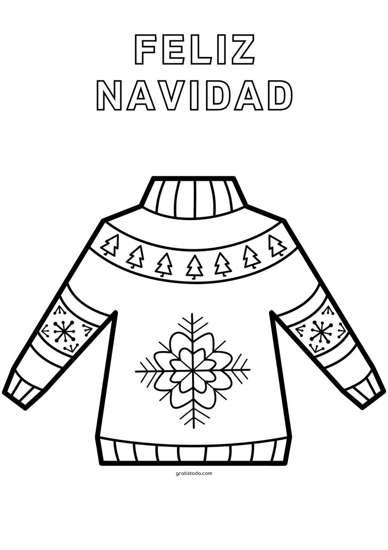 jersey feliz navidad dibujos para colorear