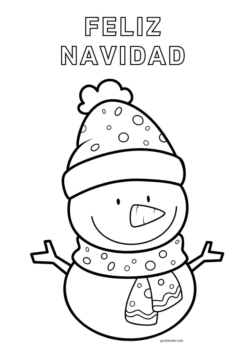 muñeco de nieve feliz navidad dibujos para colorear