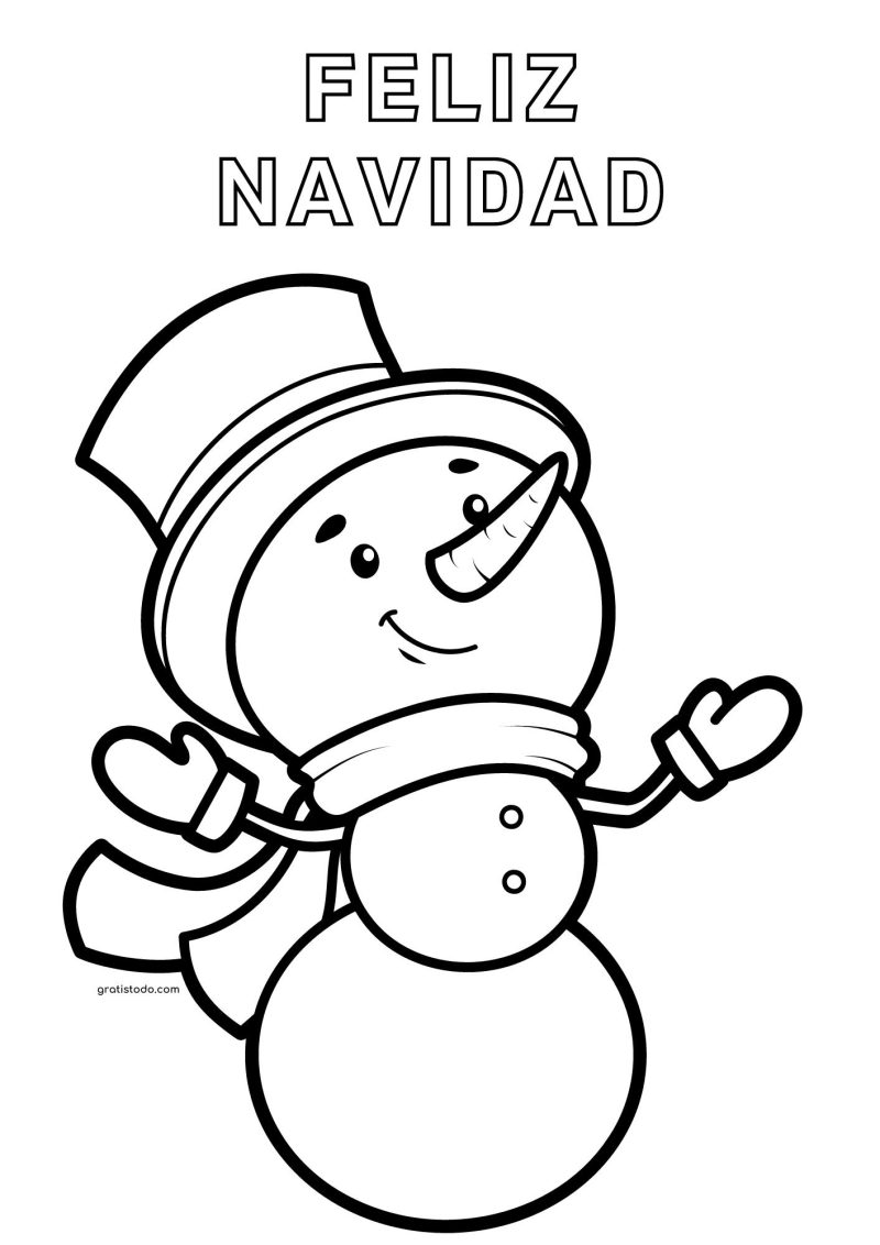 muñeco nieve feliz navidad dibujos para colorear