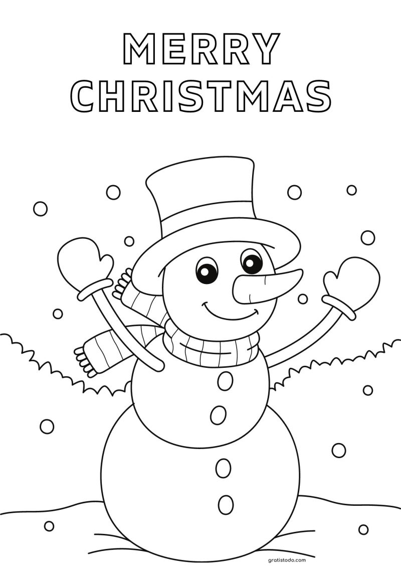 muñeco nieve merry christmas dibujos para colorear