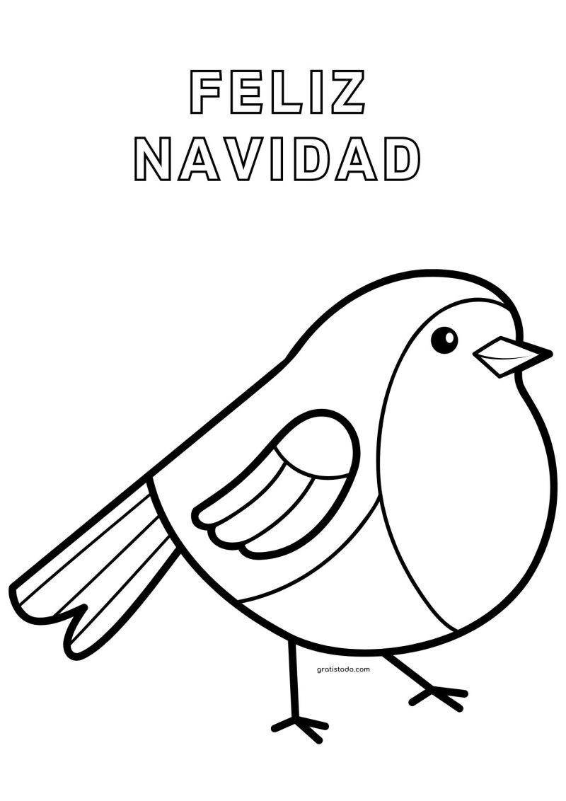 pájaro feliz navidad dibujos para colorear