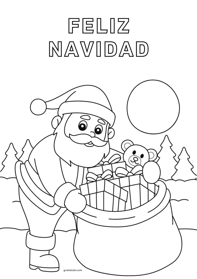 papa Noel feliz navidad dibujos para colorear