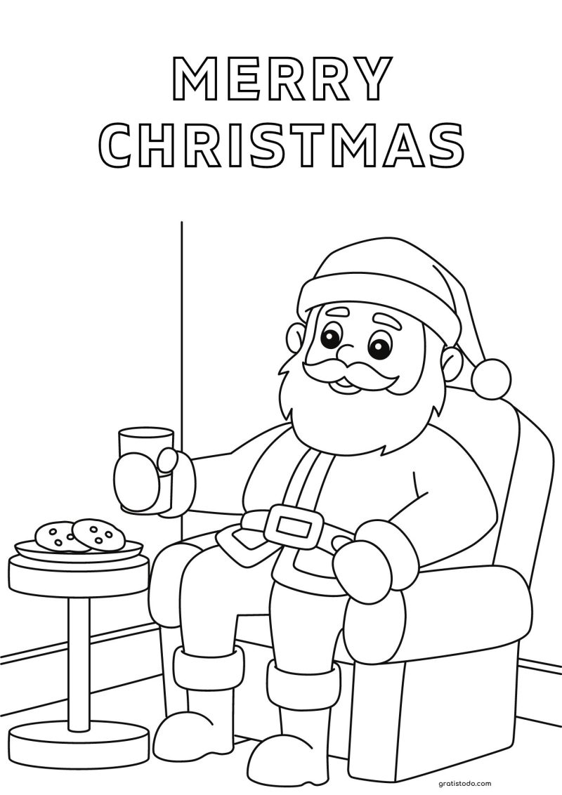 papa Noel merry christmas dibujos para colorear