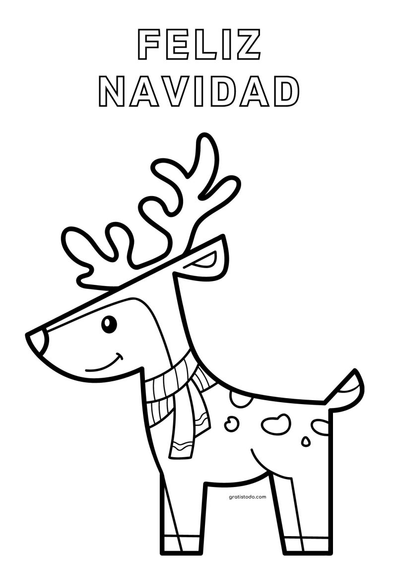 reno feliz navidad dibujos para colorear