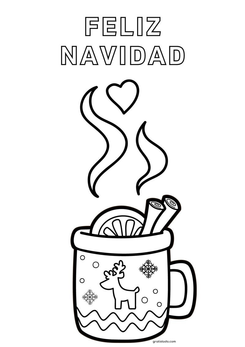 taza chocolate feliz navidad dibujos para colorear