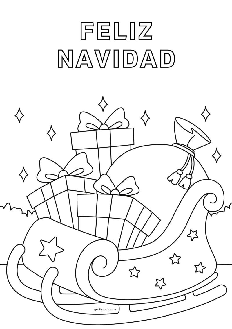 trineo feliz navidad dibujos para colorear