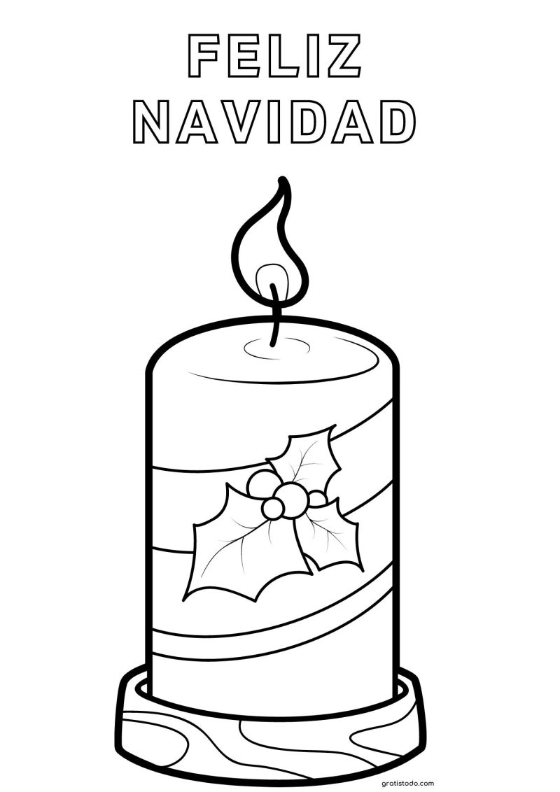 vela feliz navidad dibujos para colorear