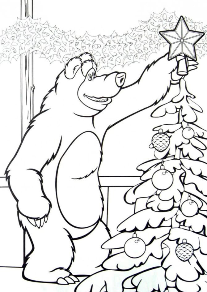dibujos masha y el oso en navidad