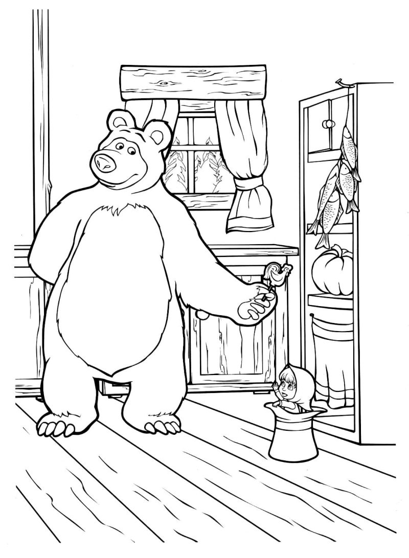 dibujos masha y el oso para imprimir y colorear gratis
