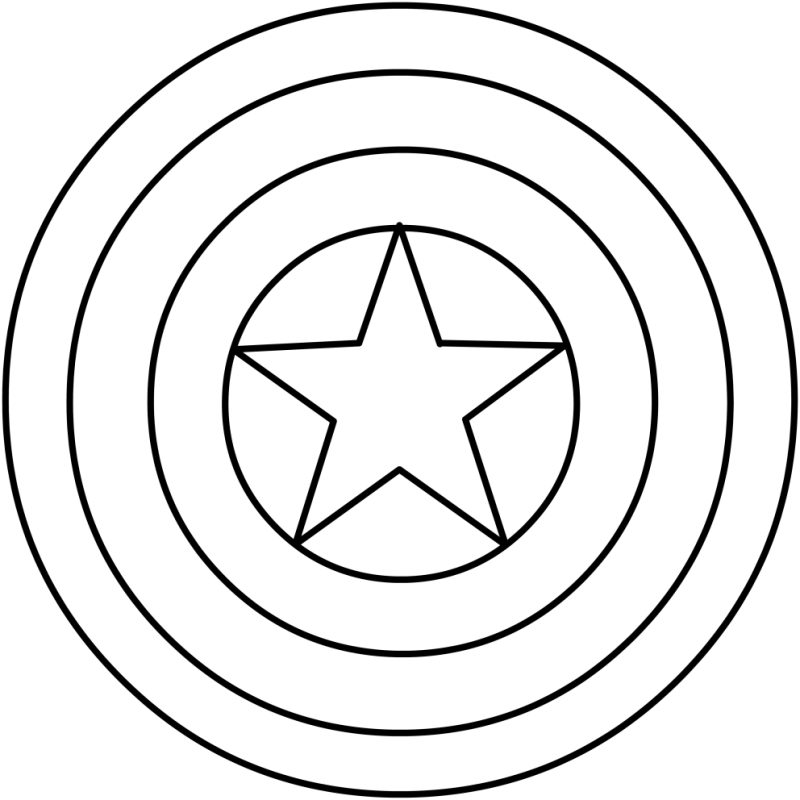 Escudo del Capitán América para imprimir y colorear gratis