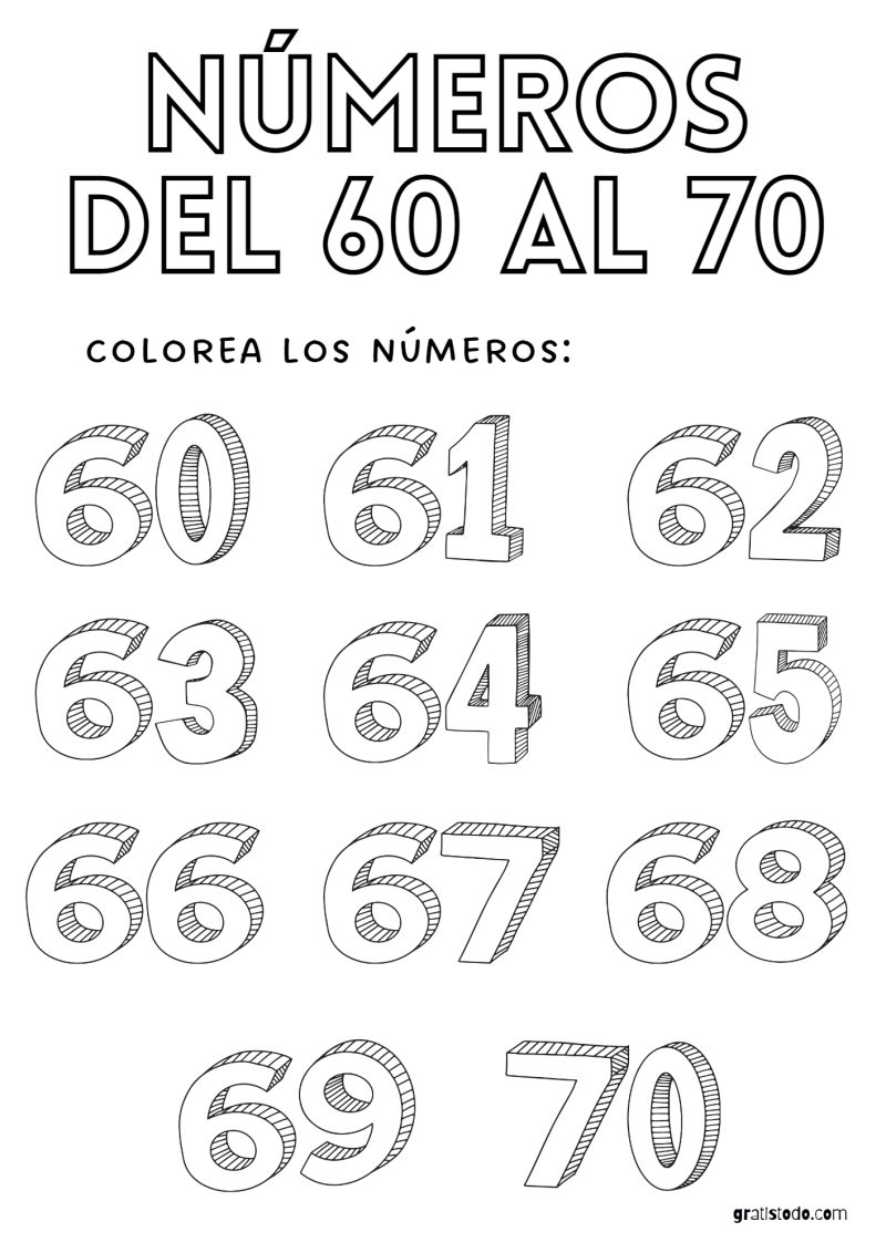 números para colorear e imprimir del 60 al 70